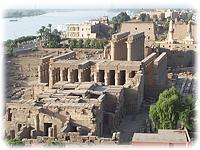 Luxor Temple sits beside the Nile.