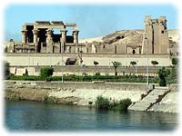 The Temple of Kom Ombo viewed from a Nile Cruise Boat.