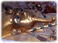 King Tutankhamen in his tomb in the Valley of the Kings, Luxor.